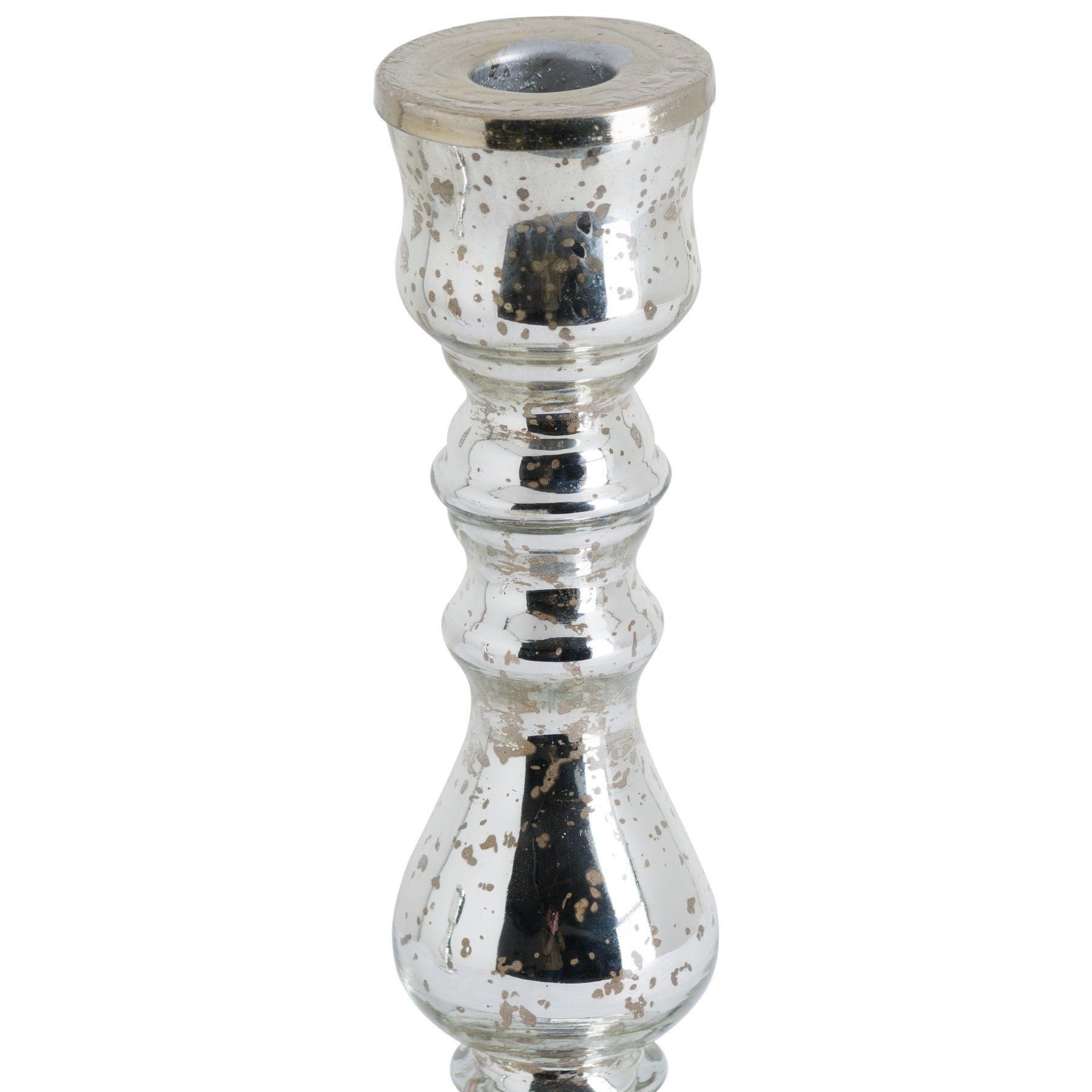 Silver Metallic Curved Glass Candle Holder