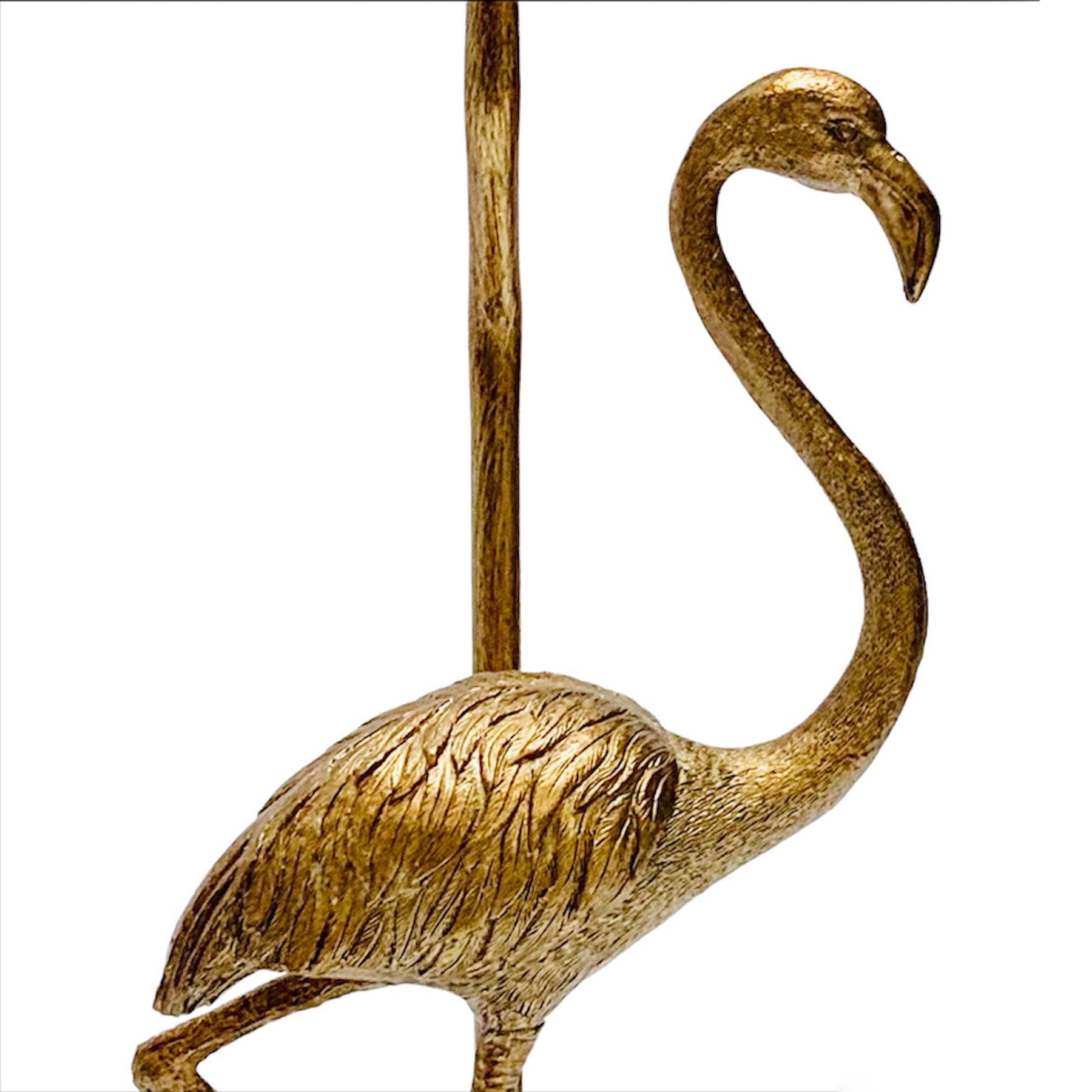 Antique Gold Flamingo Lamp With Cayenne Velvet Shade