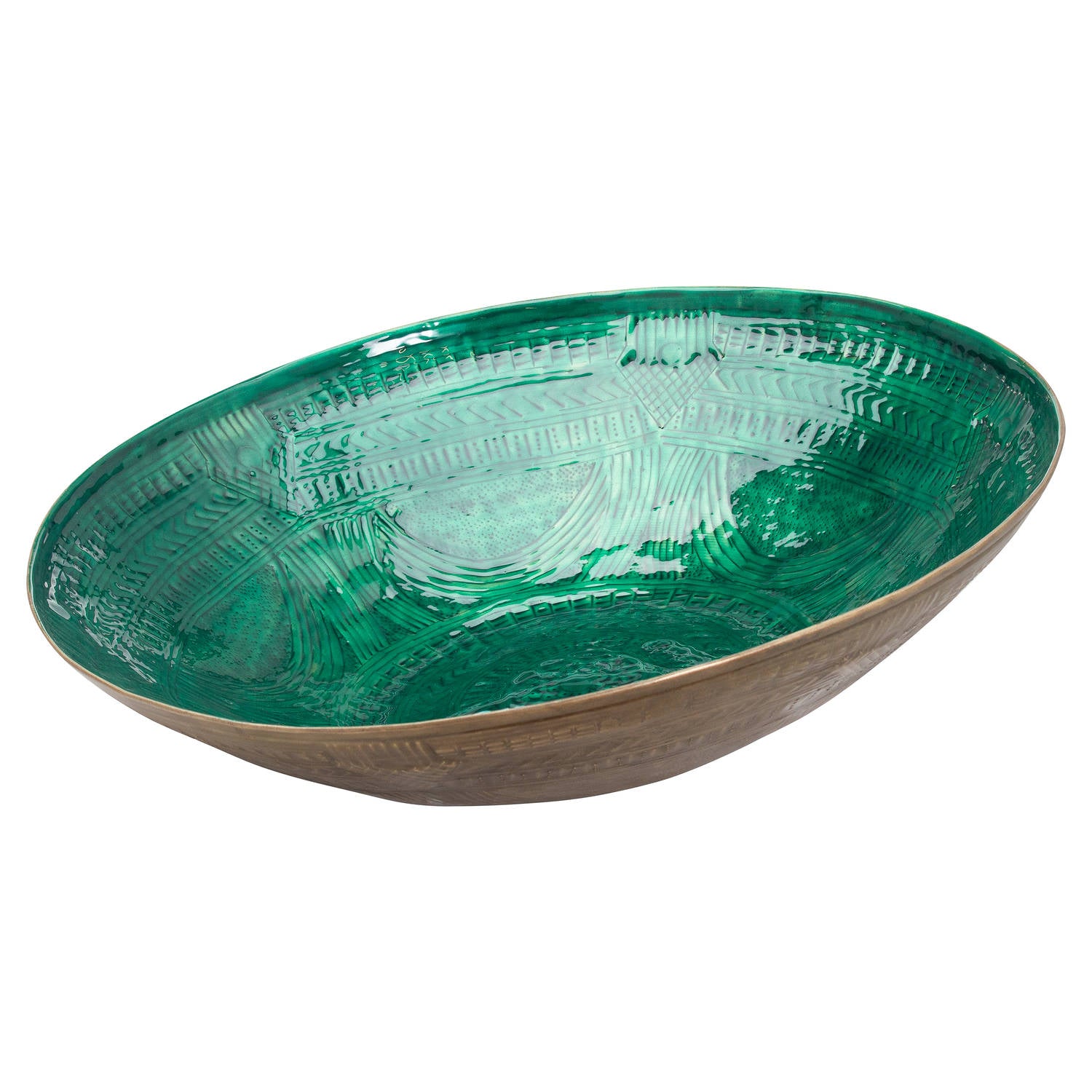 Aztec Collection Brass Embossed Ceramic Dipped Bowl