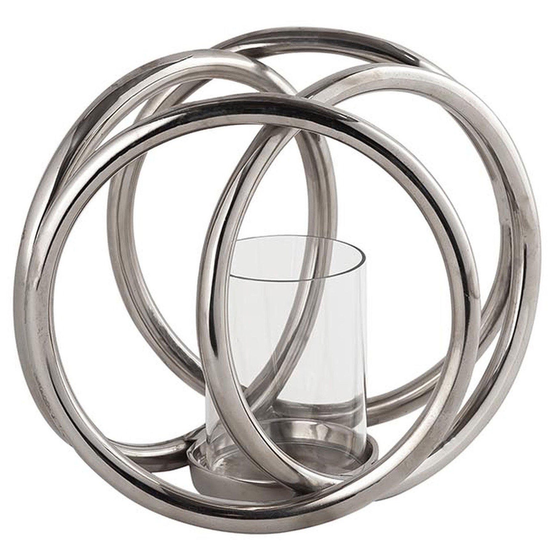 Farrah Collection Silver Four Ring Pillar Candle Holder