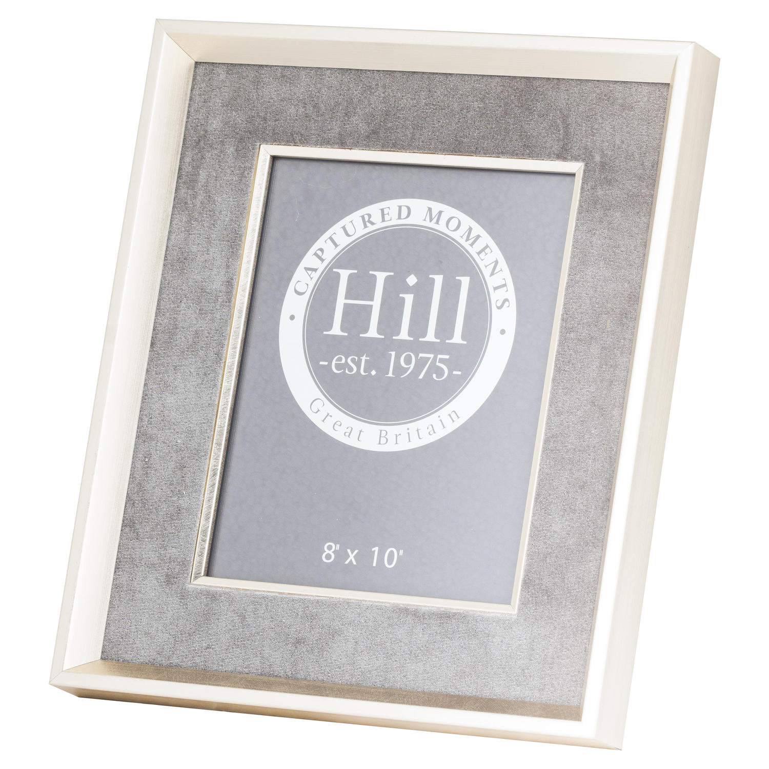 Antiqued Pewter Deep Framed Grey Velvet 8X10 Photo Frame