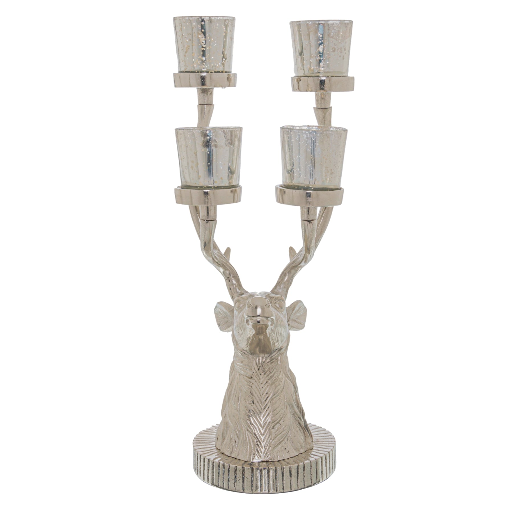 Tall Silver Stag Six Tealight Holder