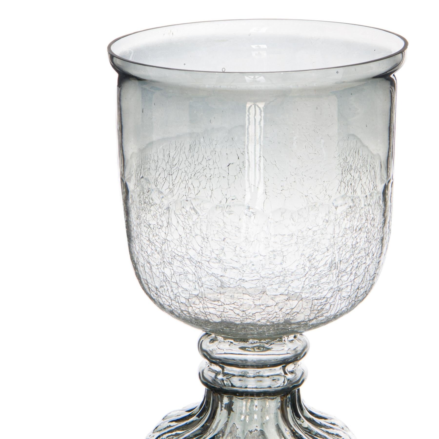 Crackled Smoked Midnight Hurricane Lamp