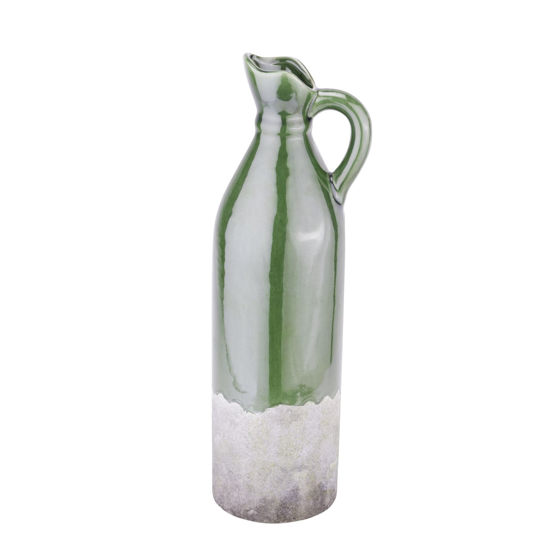Decorative Tall Olive Stoneware Jug