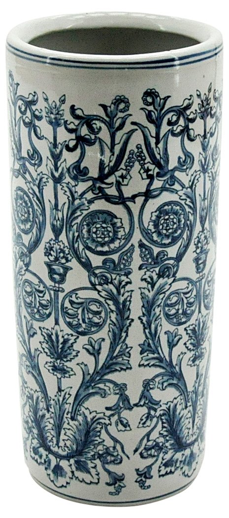 Round Blue Floral Umbrella Stand 18"