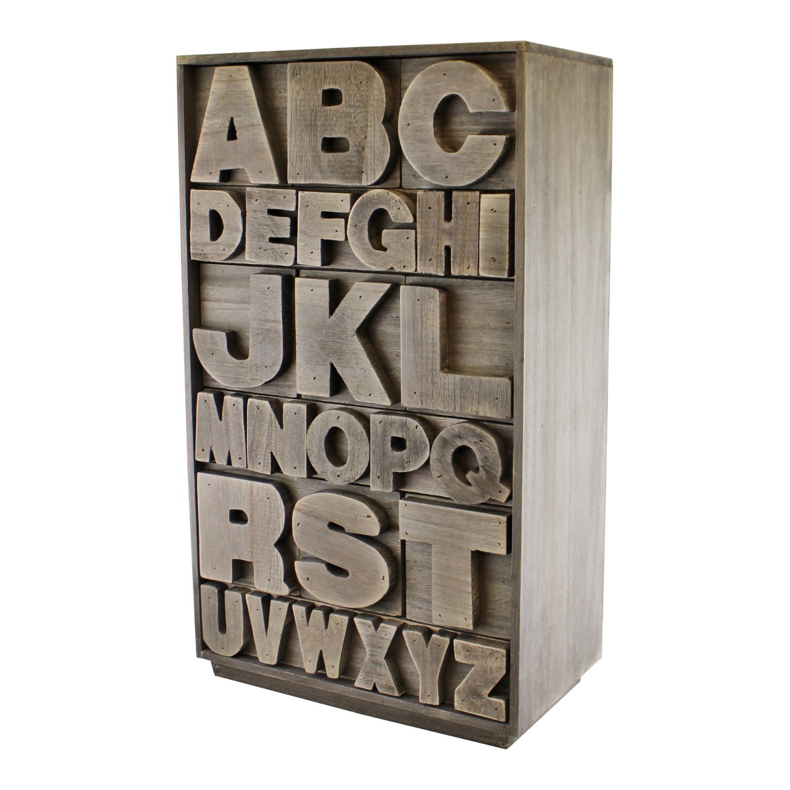 Grey Wooden Alphabet Storage Unit