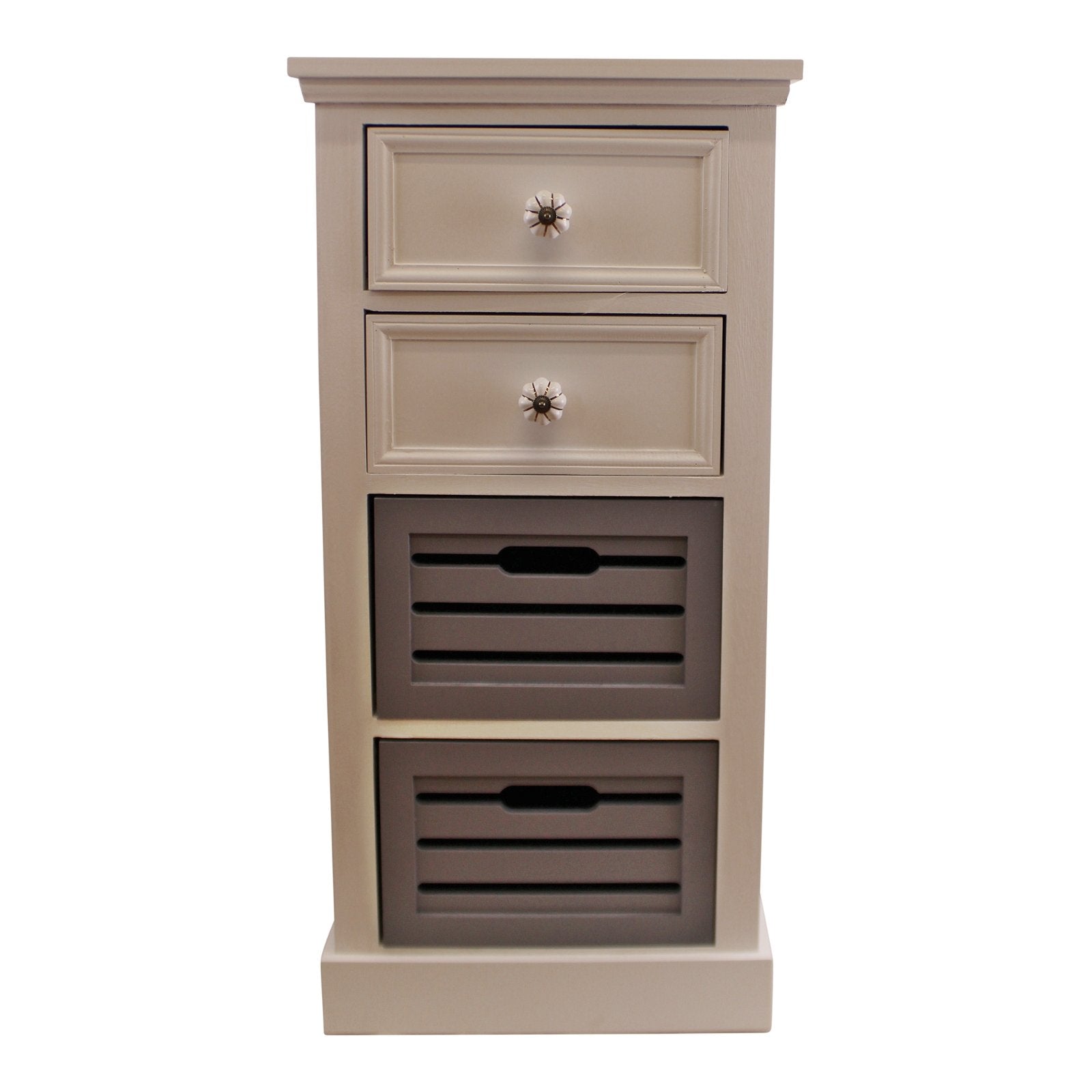 Contemporary Grey & White Chest Of Drawers, 4 Drawers