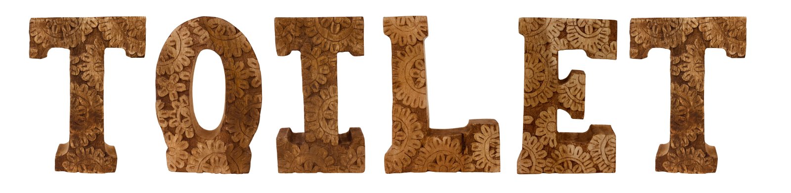 Hand Carved Wooden Flower Letters Toilet