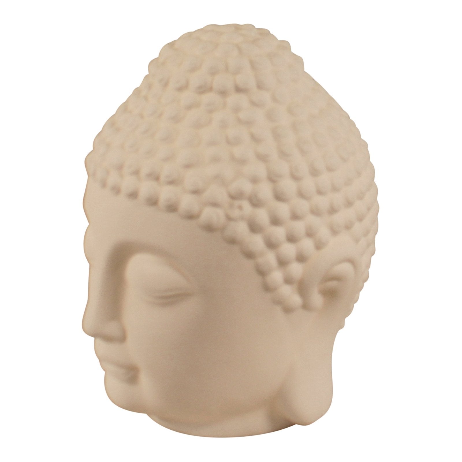 Battery Operated LED Lamp, White Buddha Head, 20cm.