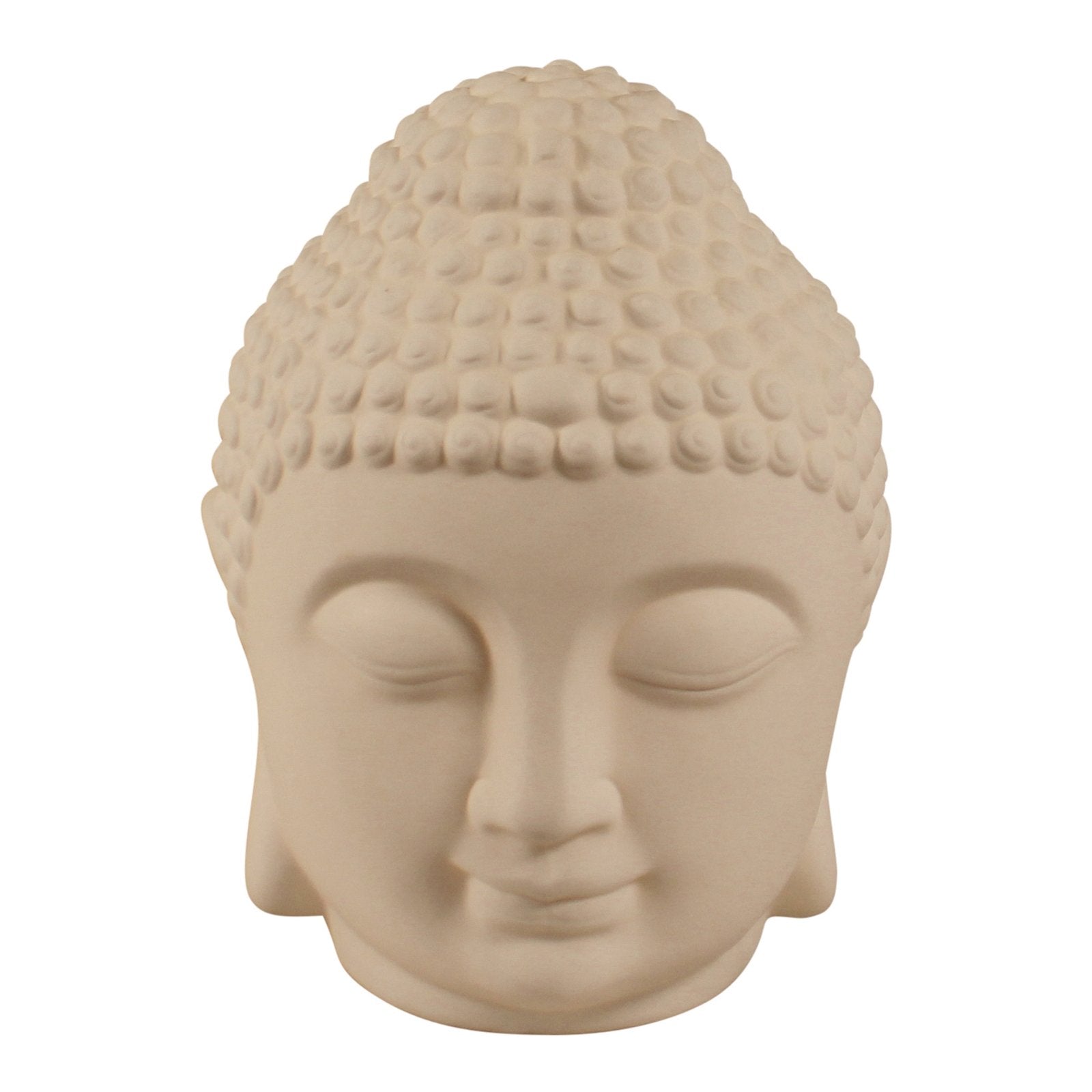 Battery Operated LED Lamp, White Buddha Head, 20cm.