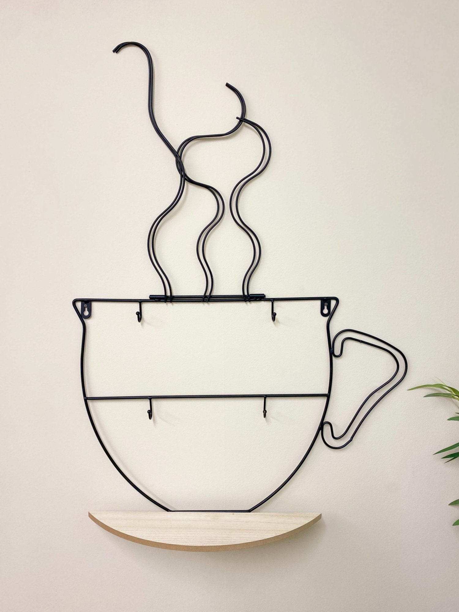 Wall Mounted Wire Cup Hanger Wall Shelf