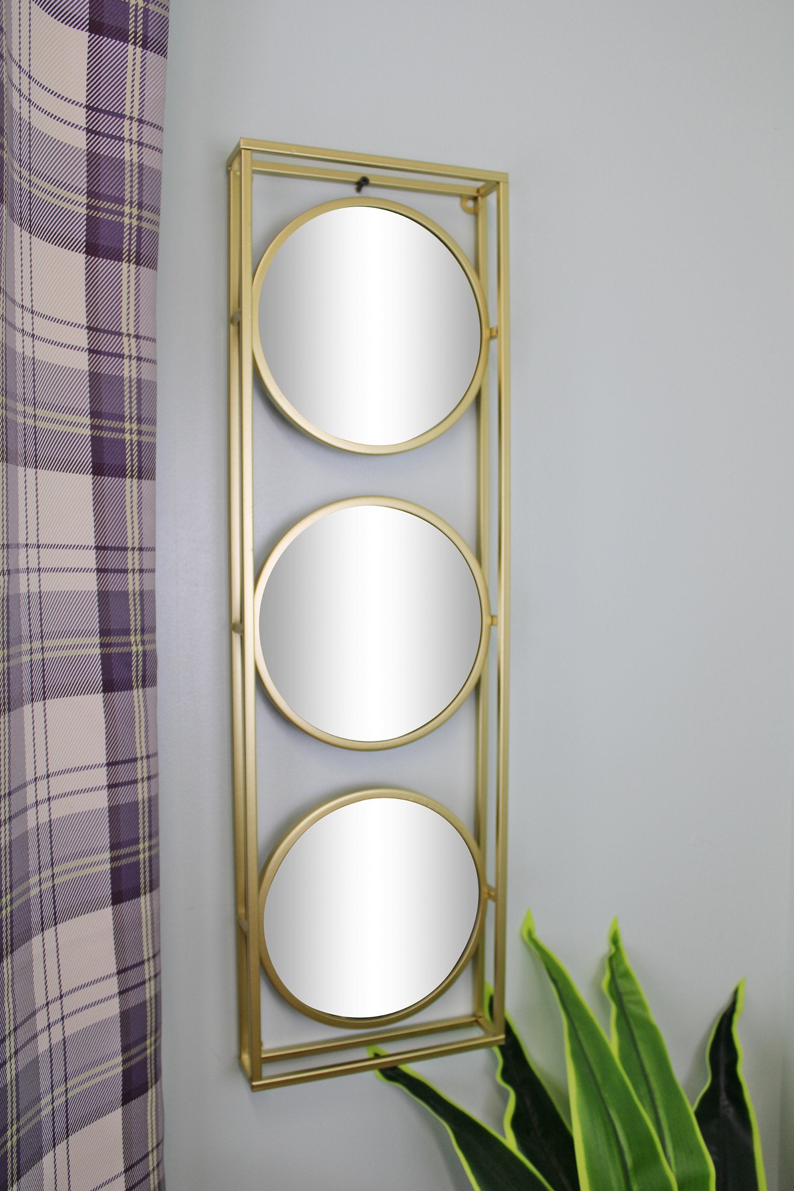 Golden Metal Framed Triple Mirror