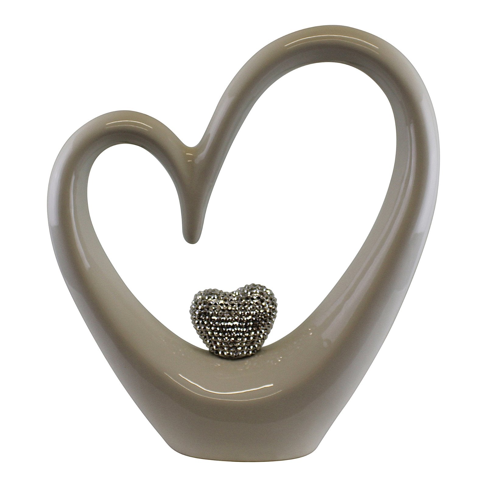 Large White Ceramic Heart With Diamante Ornament