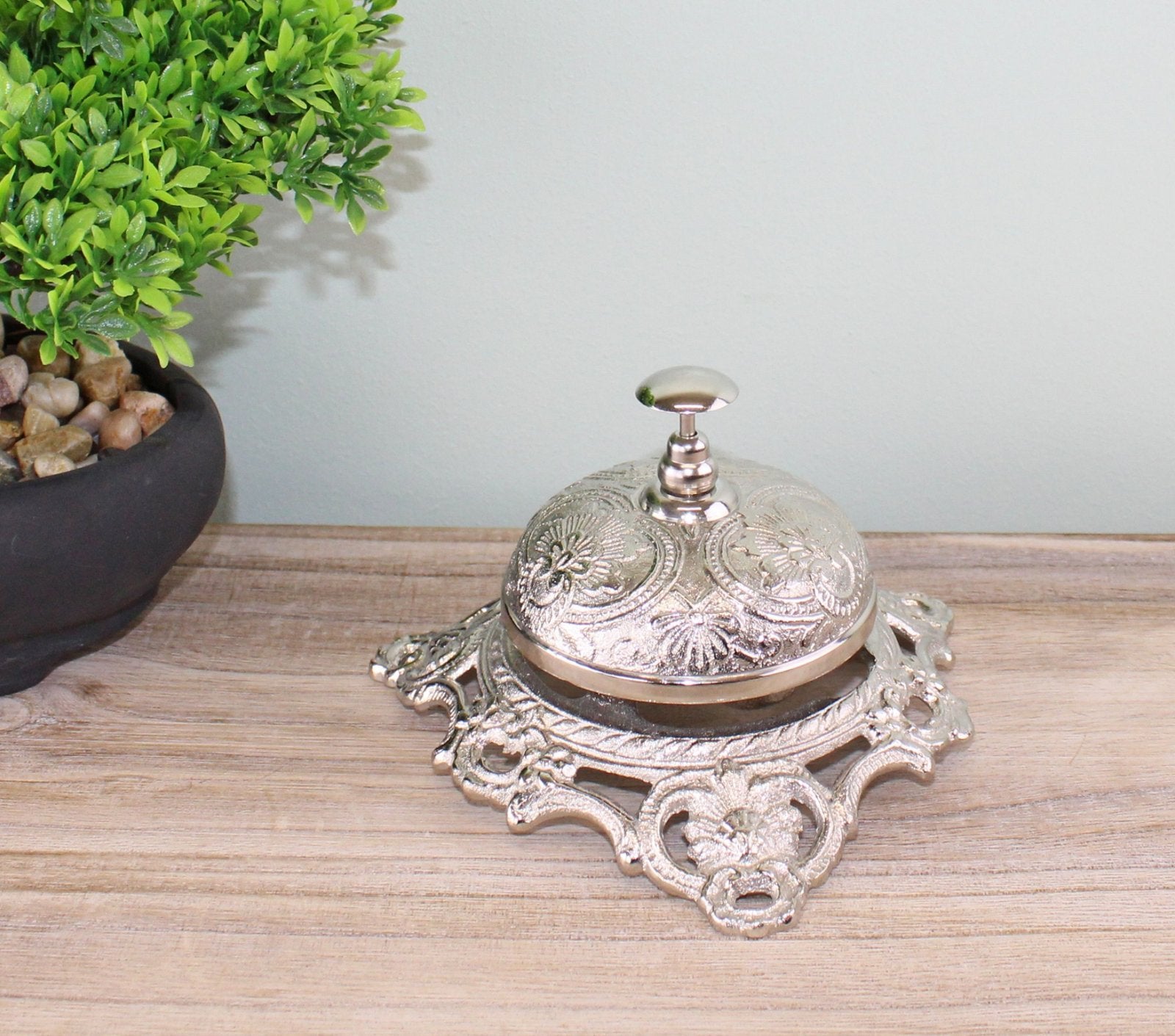 Silver Metal Embossed Desk Bell