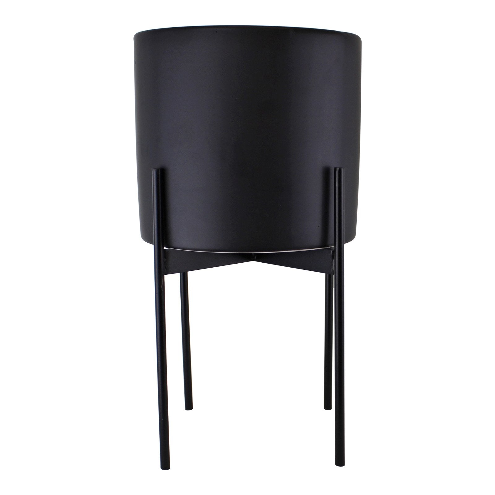 Black Planter With Metal Stand 24cm