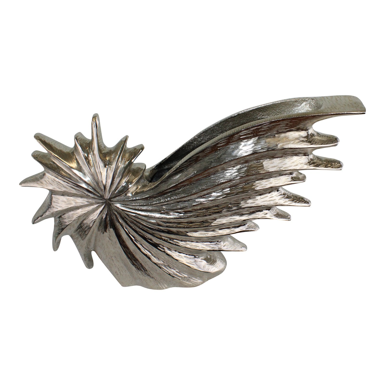 Large Silver Metal Star Burst Vase