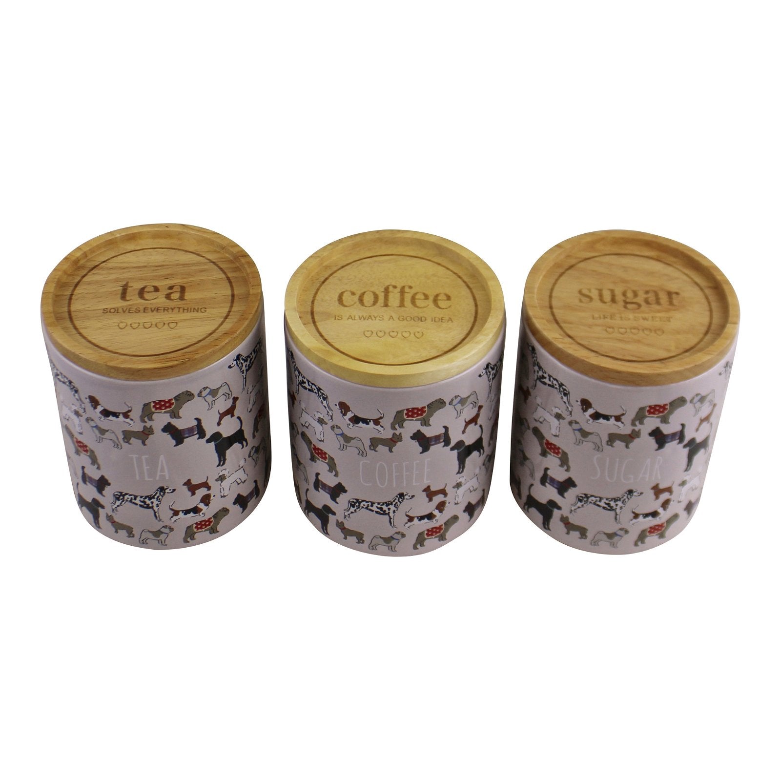 Ceramic Dog Design Tea,Coffee & Sugar Canisters