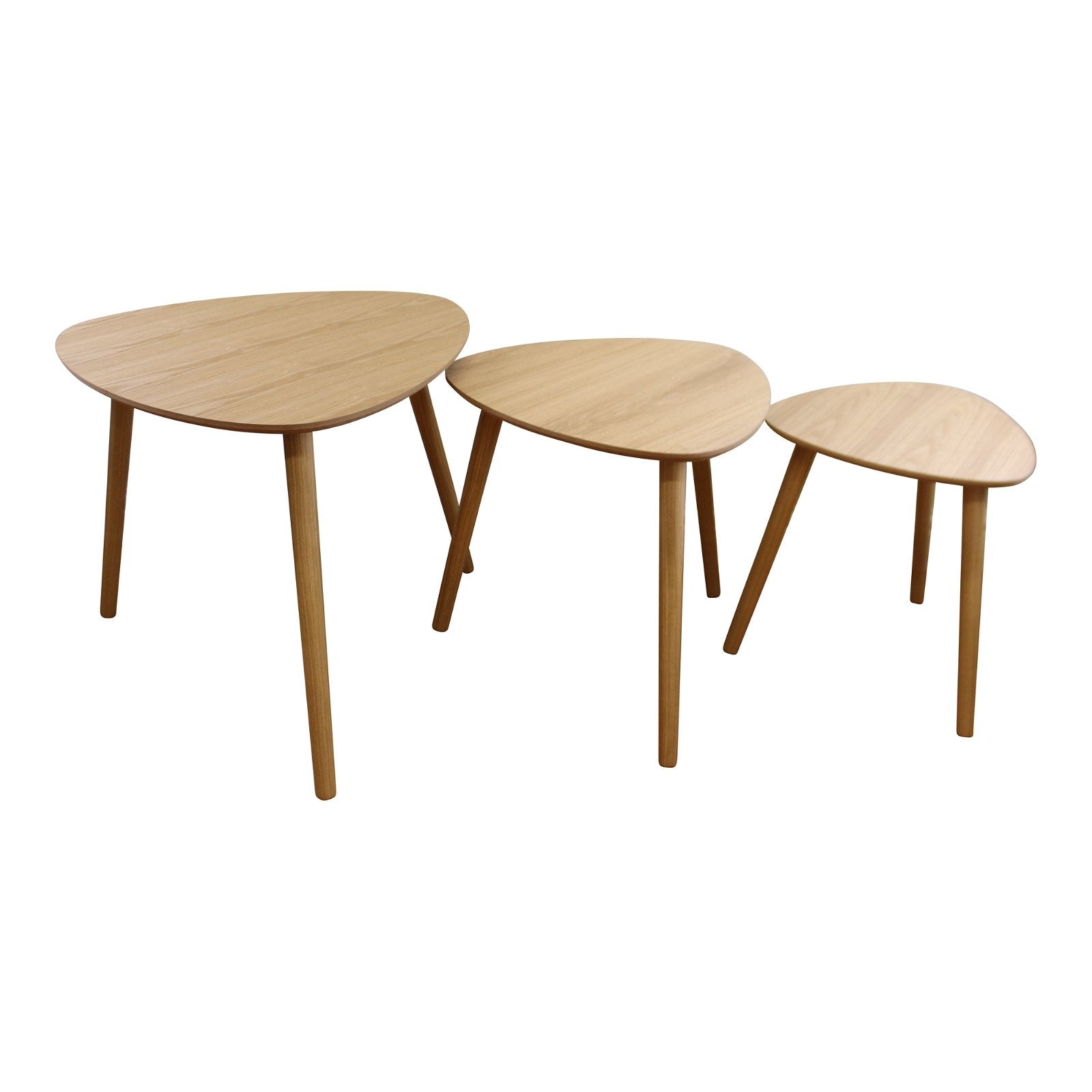 Set of 3 Oval Nest Of Tables, Wooden Finish