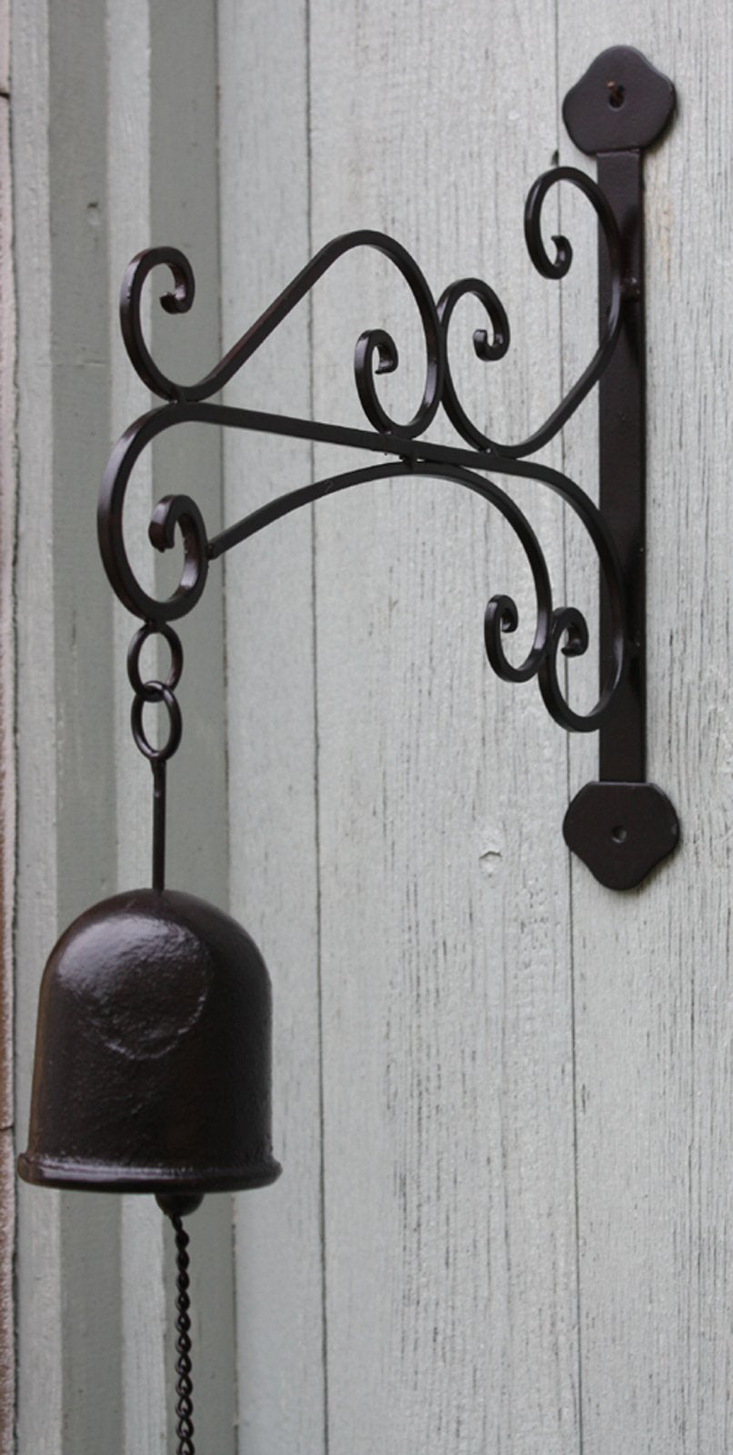 Decorative Black Metal Bell With Wall Bracket