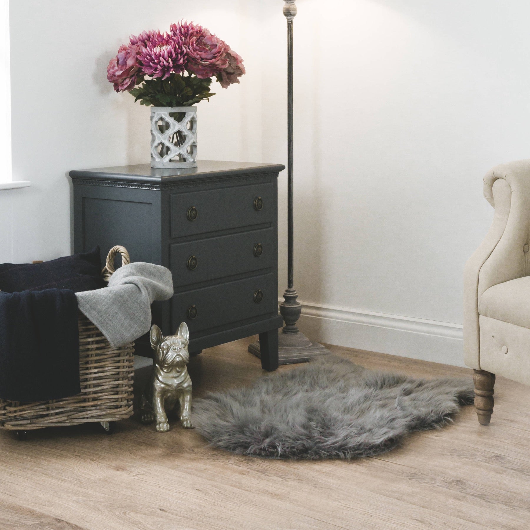 Antique Silver French Bull Dog