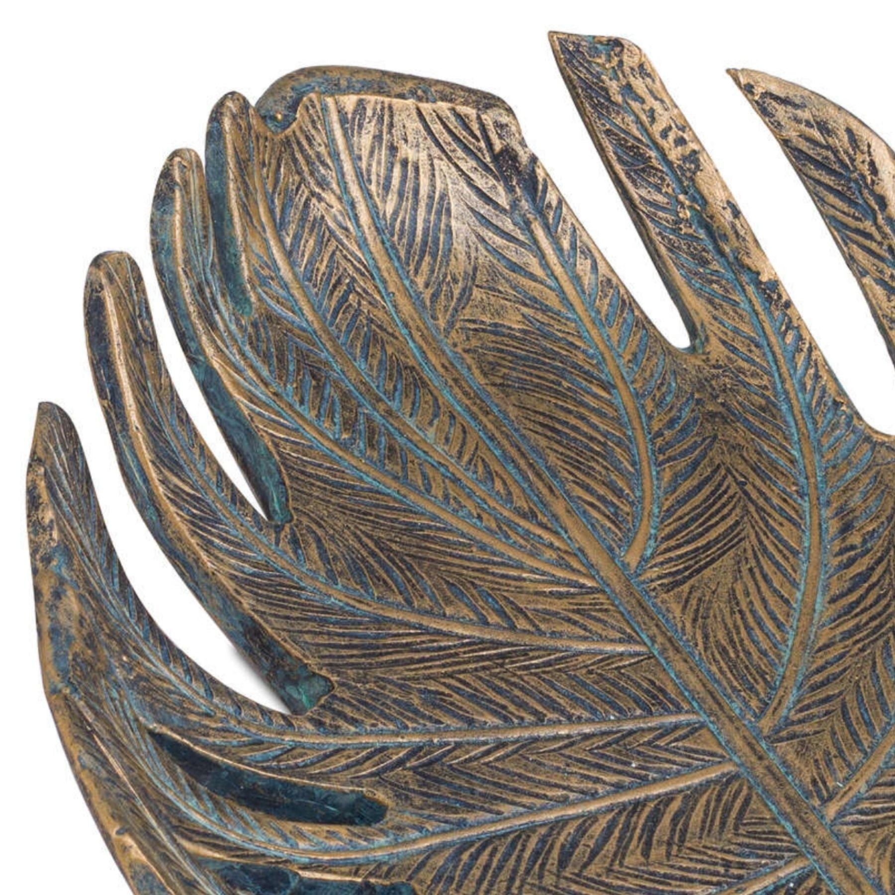 Antique Bronze Cheese Plant Leaf Dish