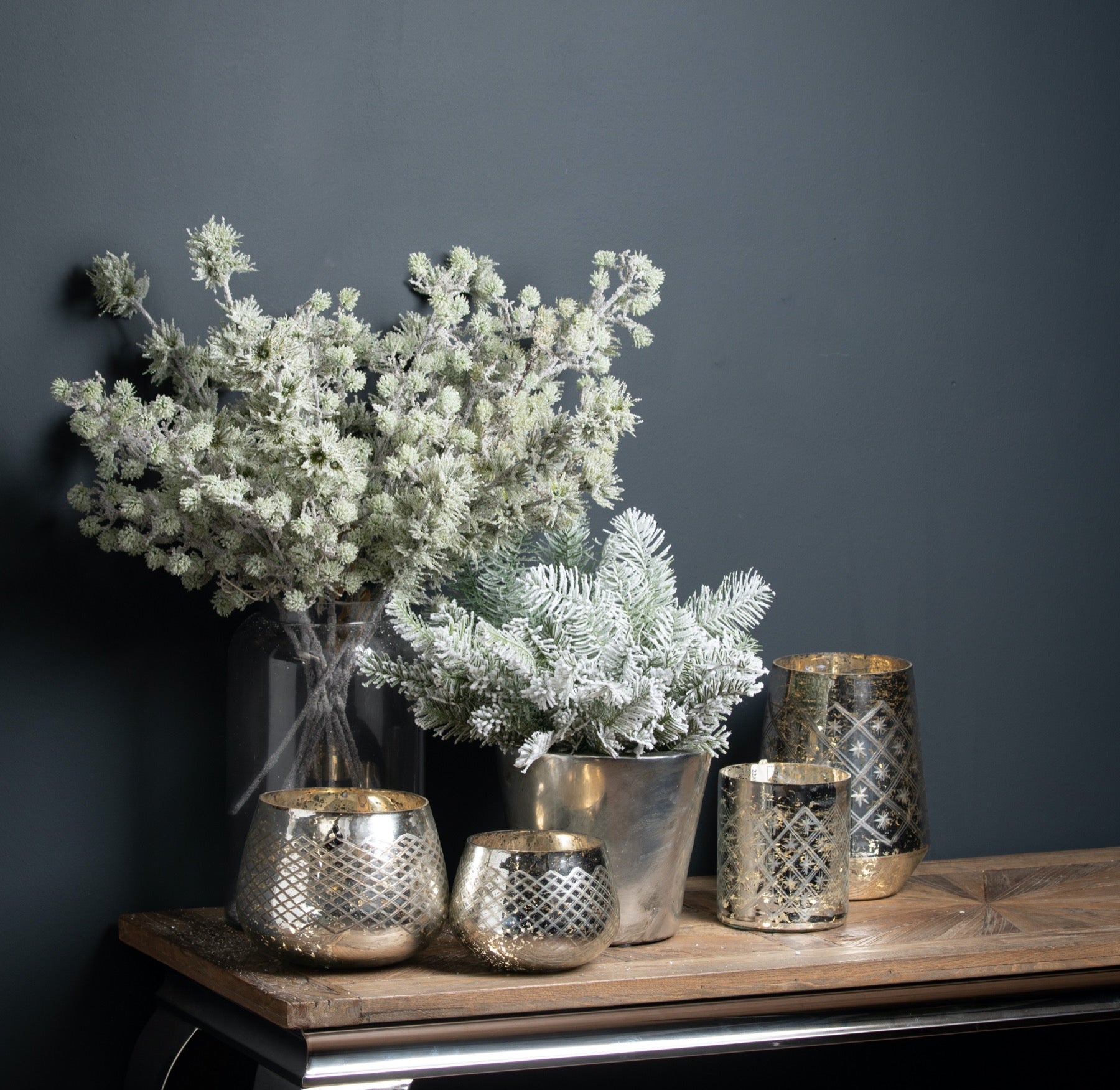 Silver Foil Effect Pillar Candle Holder