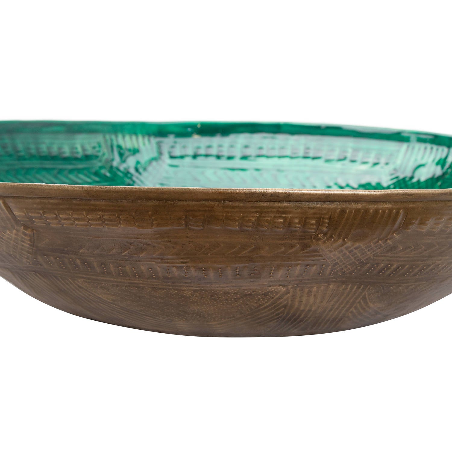 Aztec Collection Brass Embossed Ceramic Dipped Bowl