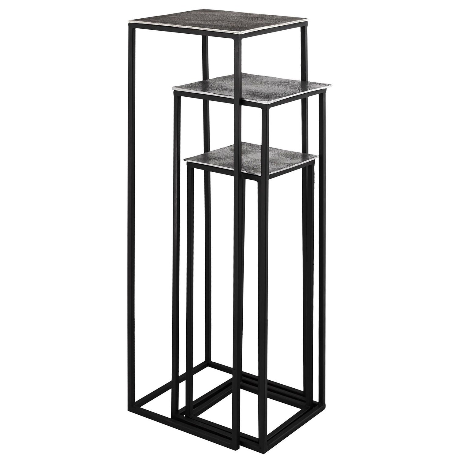 Farrah Collection Silver set of Three large Display Tables