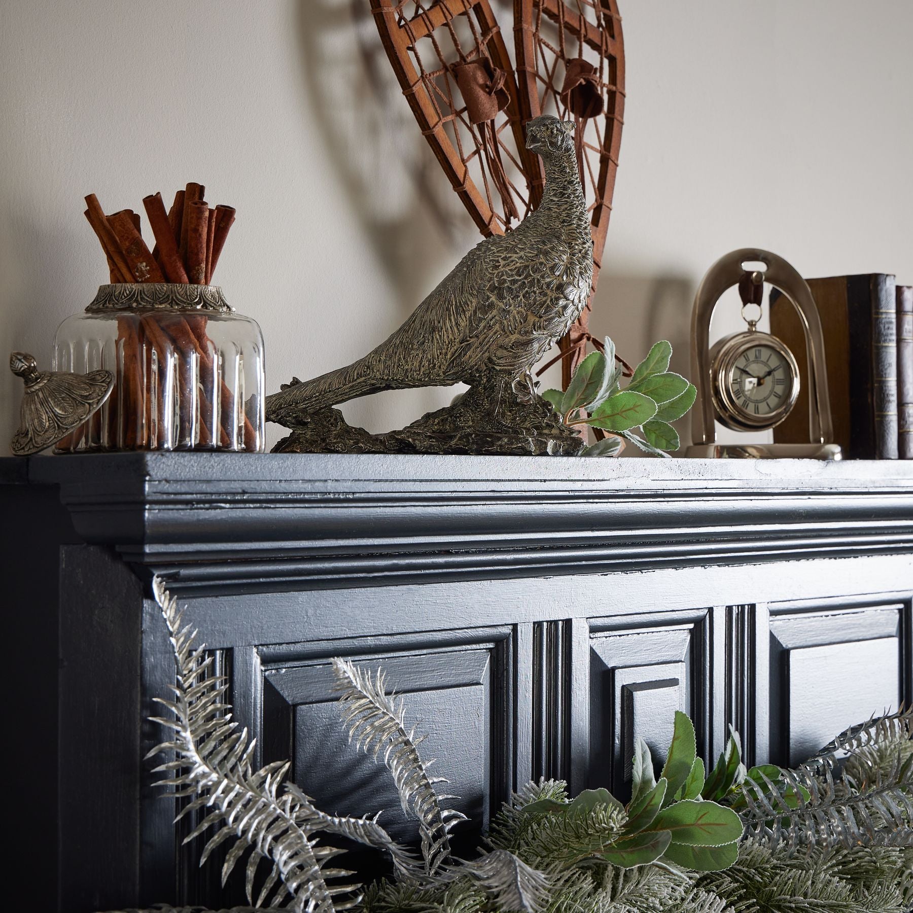 Antique Silver Cock Pheasant Ornament