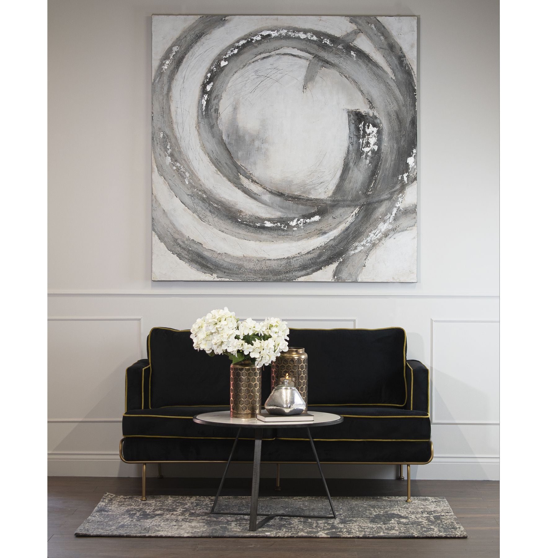 Saturn Large Abstract Grey Rug