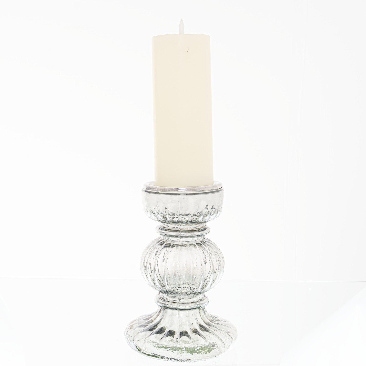 Smoked Midnight Large Ribbed Candle Holder