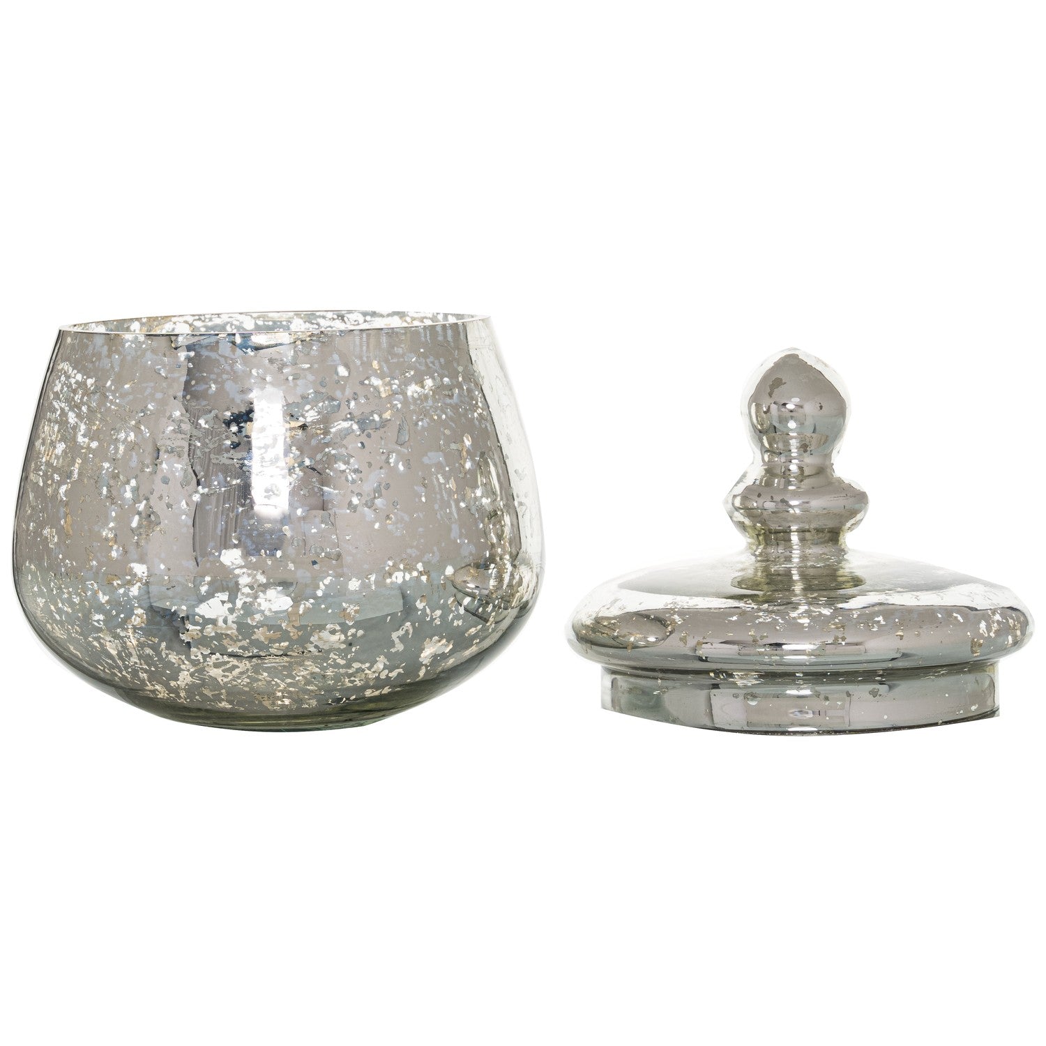 Medium Silver Bulbous Trinket Jar