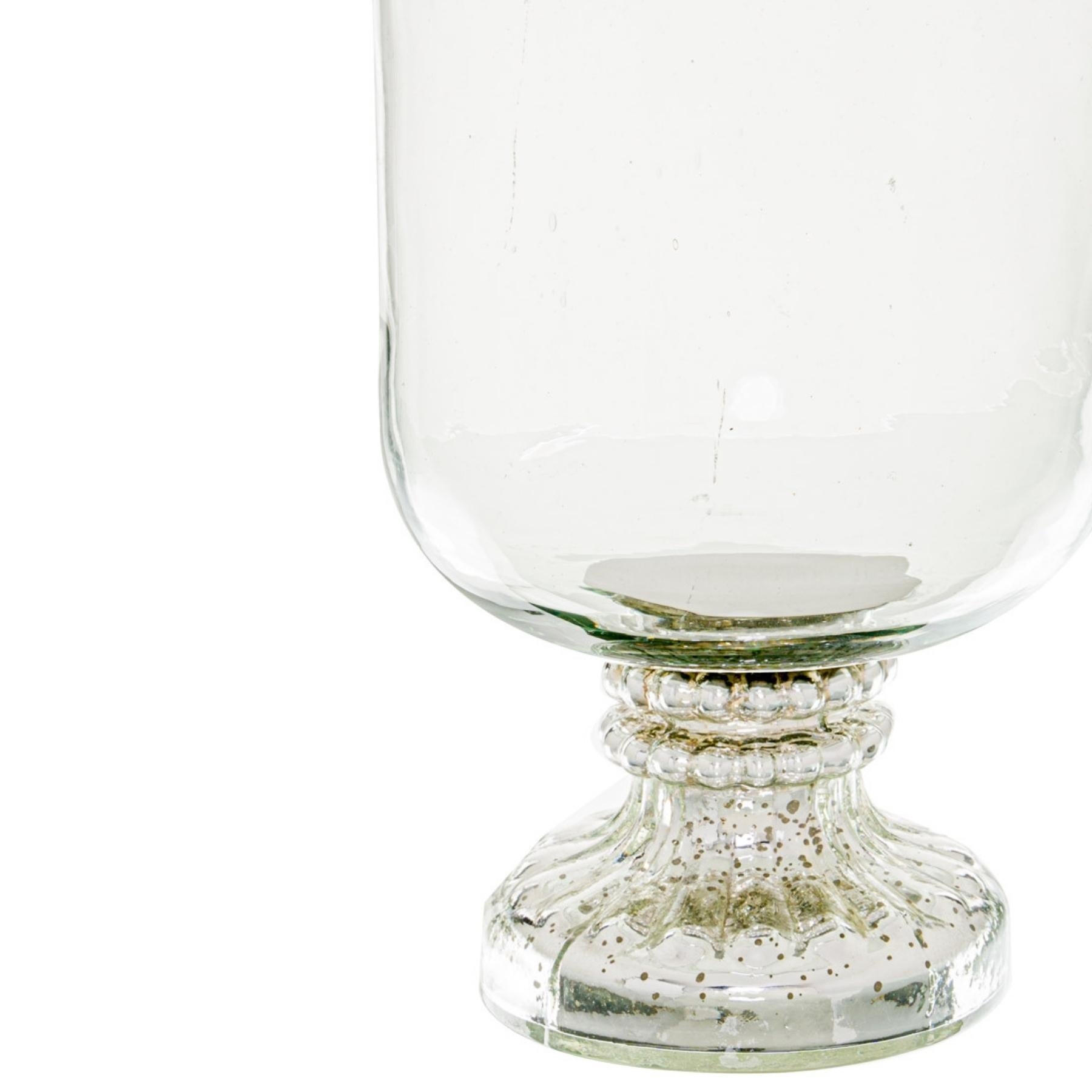 Silver Bead Hurricane Lamp