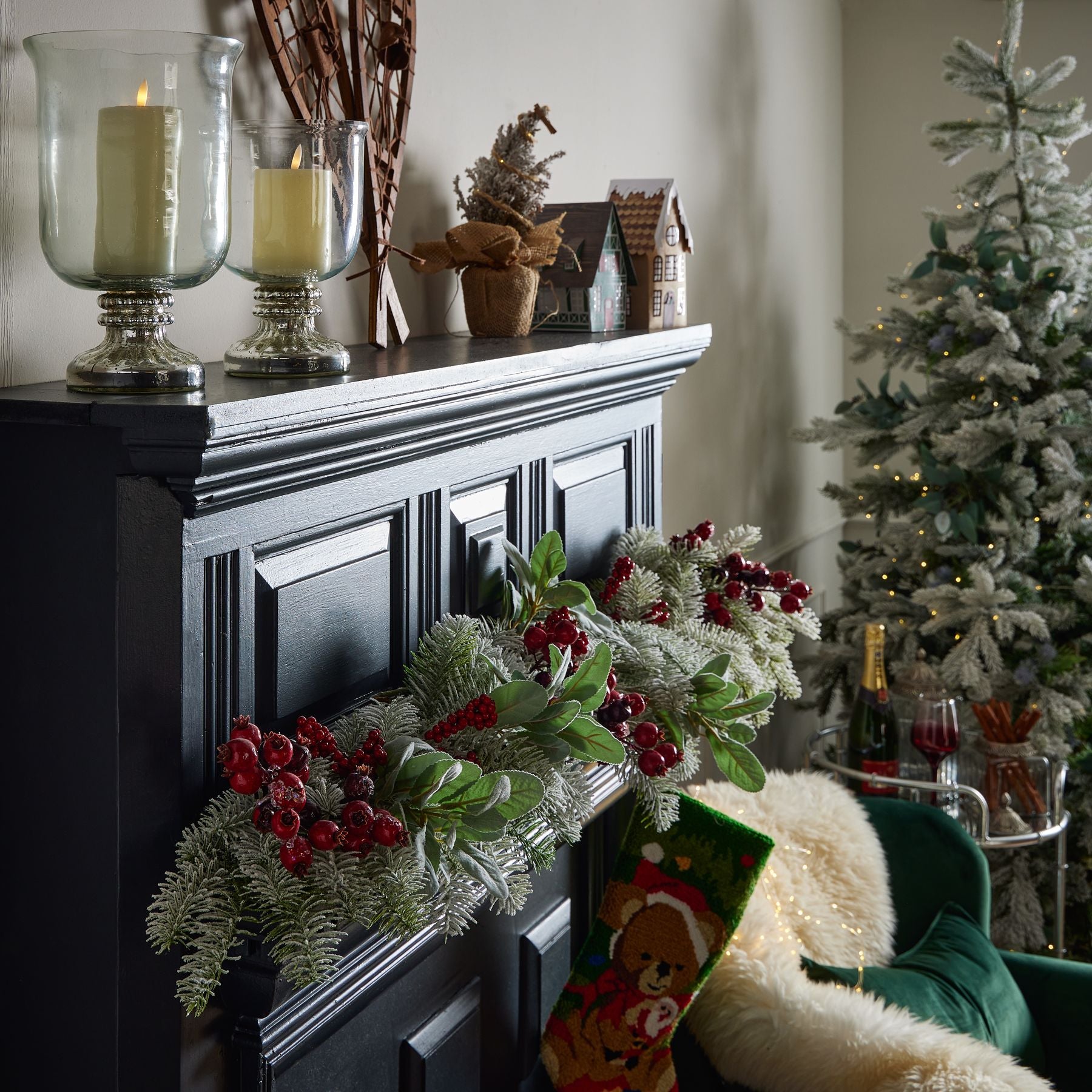 Silver Bead Hurricane Lamp