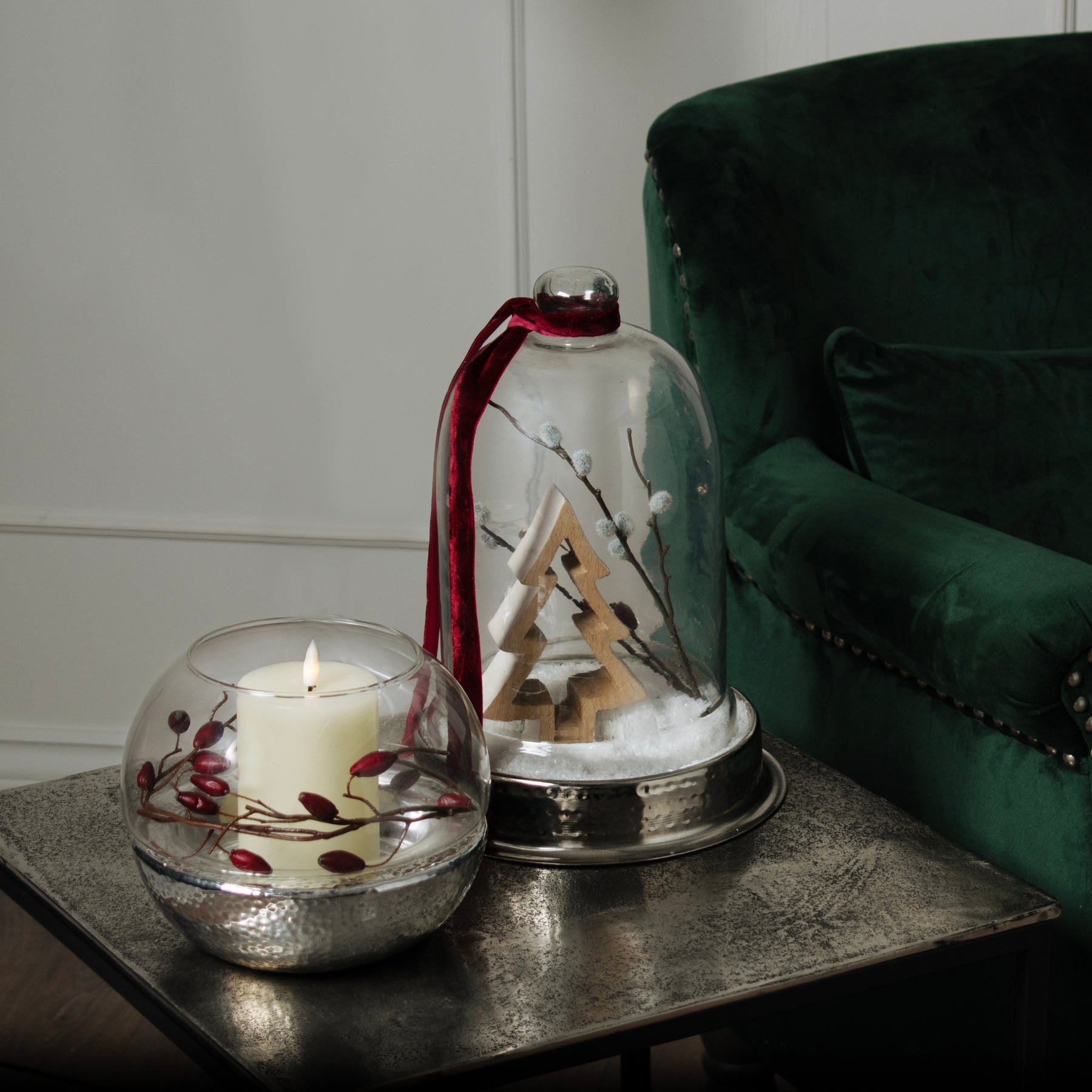 Large Nickel And Glass Cloche