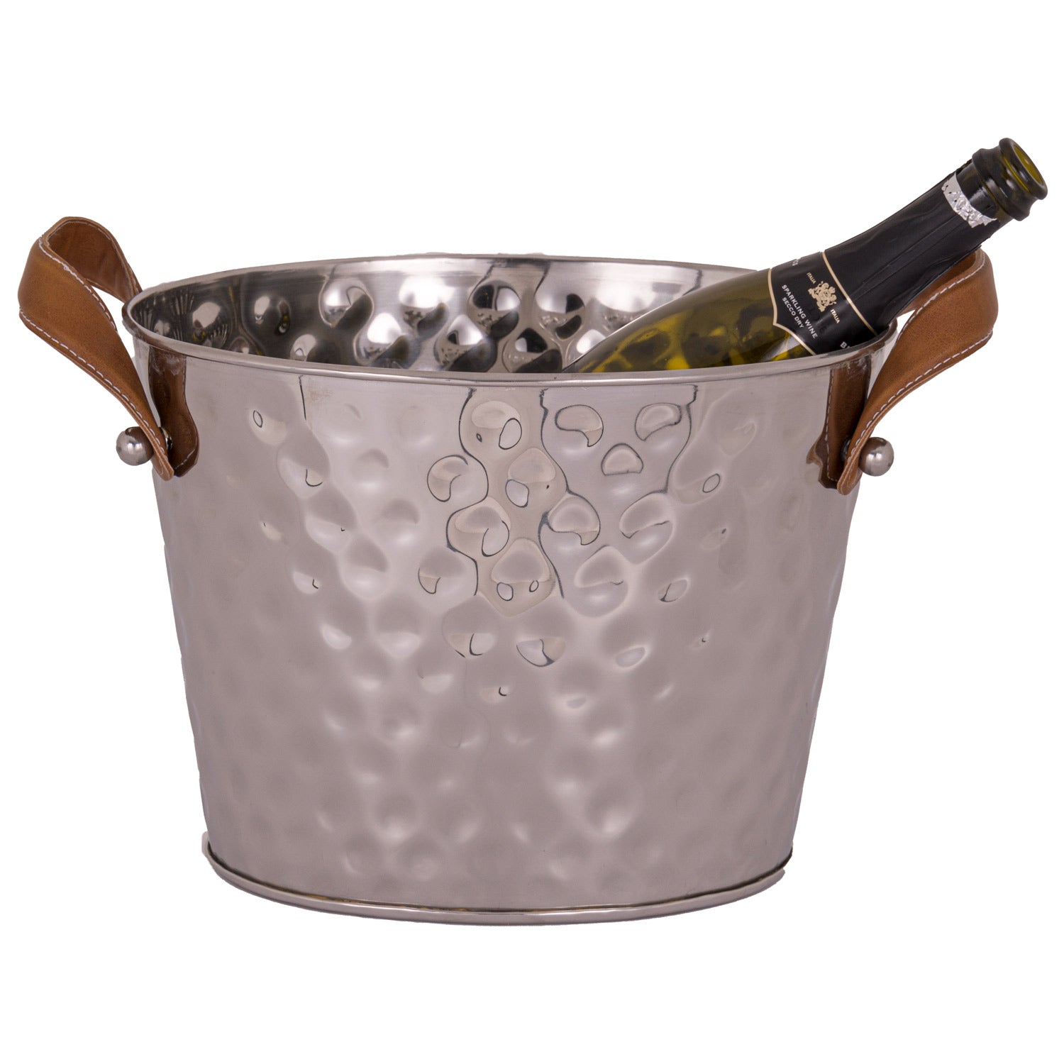 Silver Leather Handled Champagne Cooler