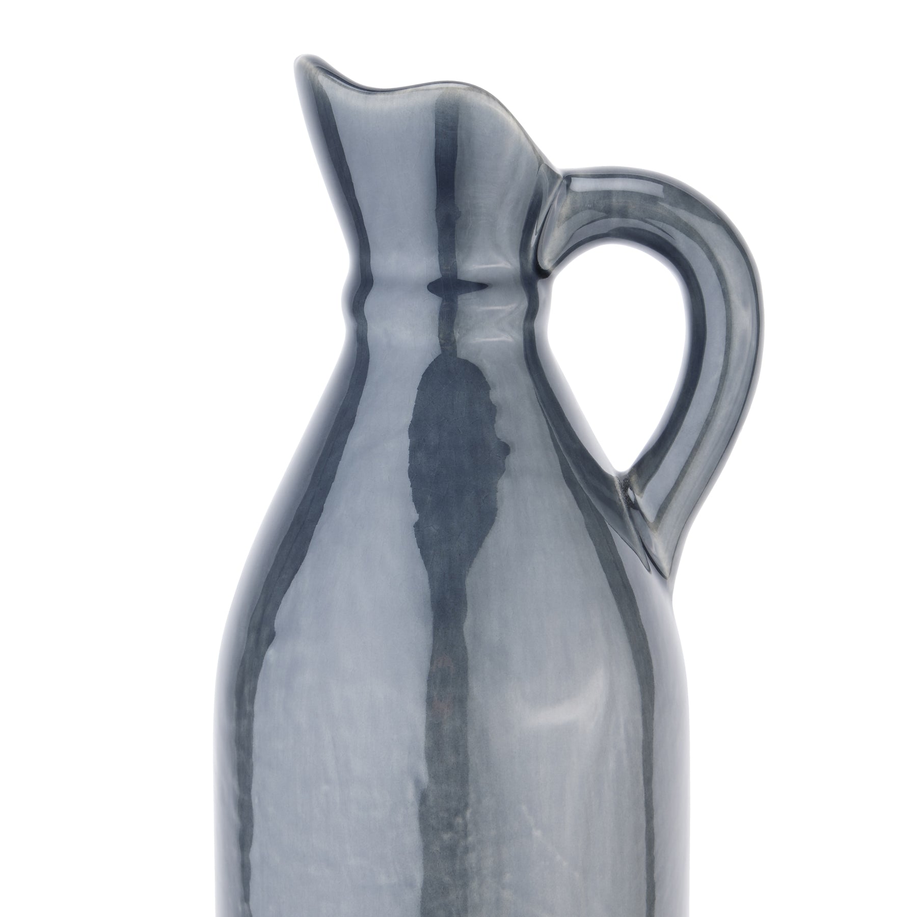 Decorative Tall Navy Stoneware Jug