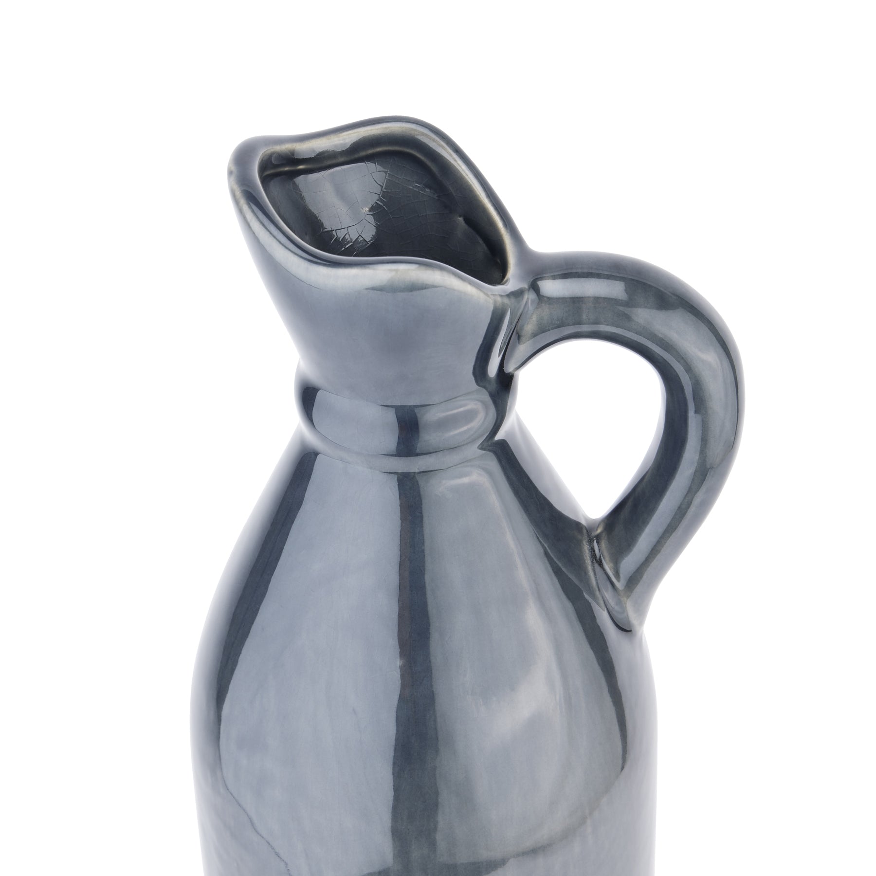 Decorative Tall Navy Stoneware Jug