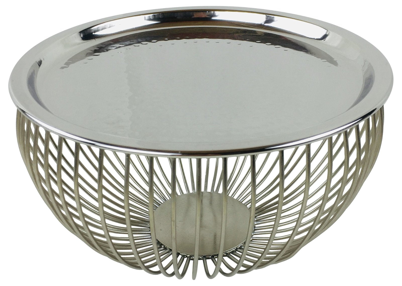 Set Of 3 Silver Bowls With Plate Tops