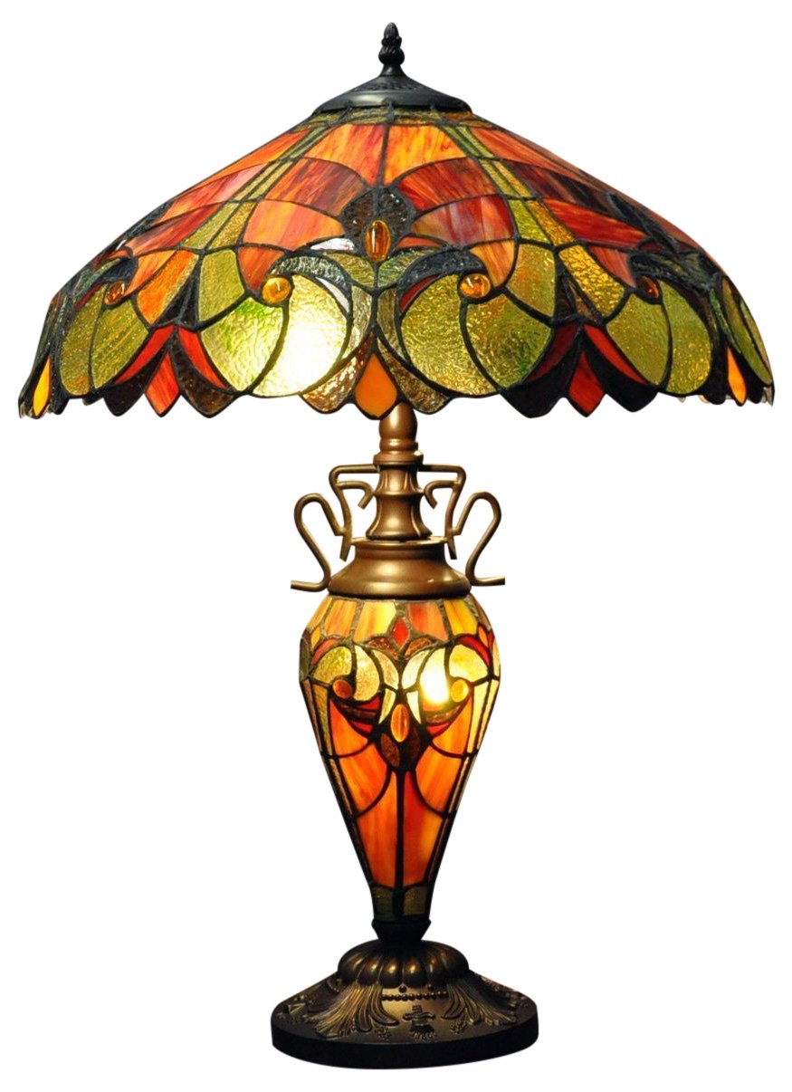 Red & Orange Double Tiffany Lamp 68cm