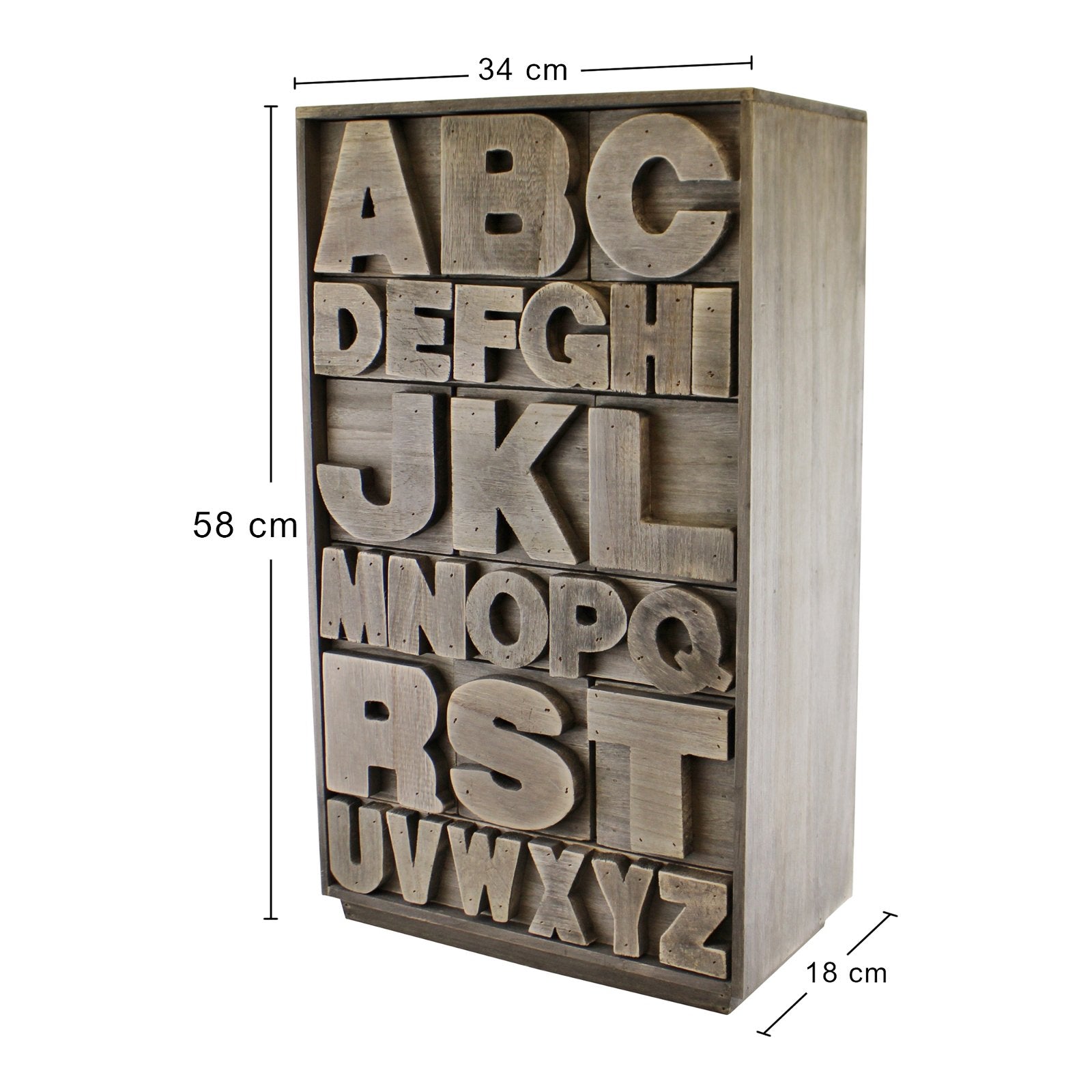 Grey Wooden Alphabet Storage Unit