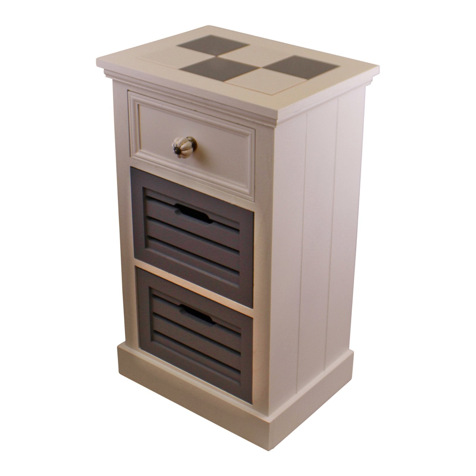 Contemporary Grey & White Chest Of Drawers, 3 Drawers