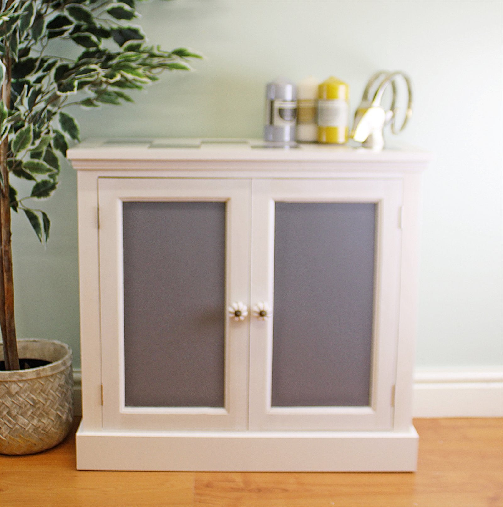 Contemporary Grey & White Cupboard Unit, 2 Doors