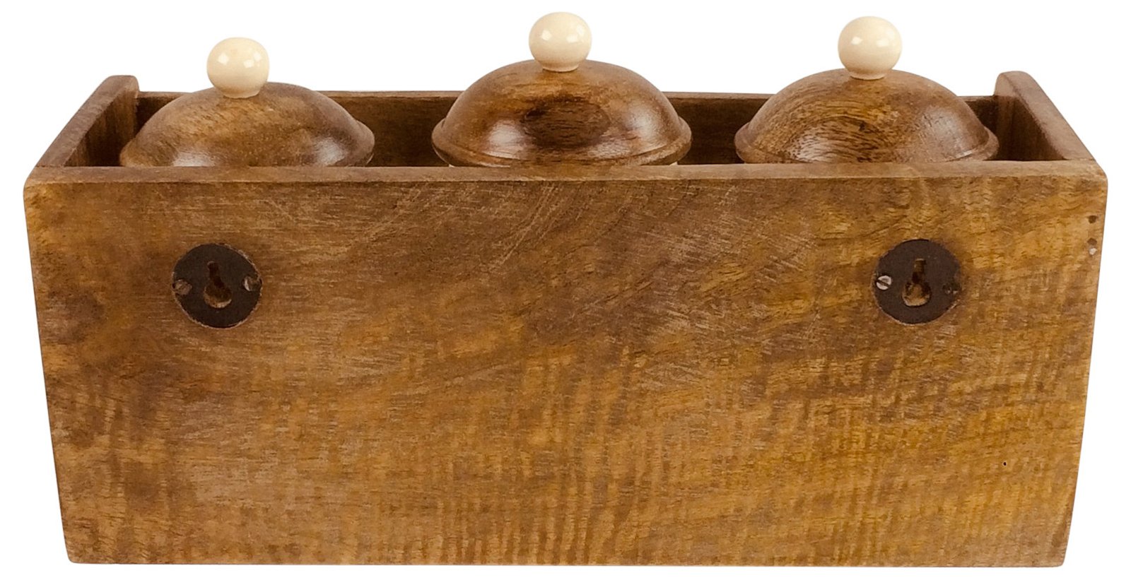 Wooden Rack with 3 Ceramic Jars
