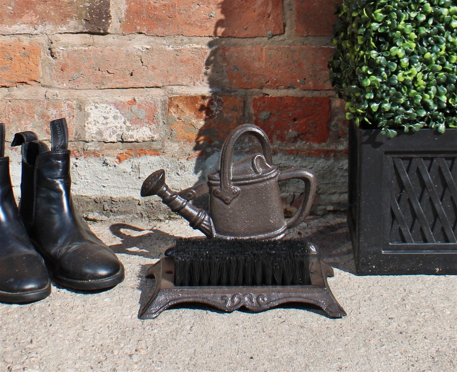 Cast Iron Garden Boot Brush, Watering Can Design