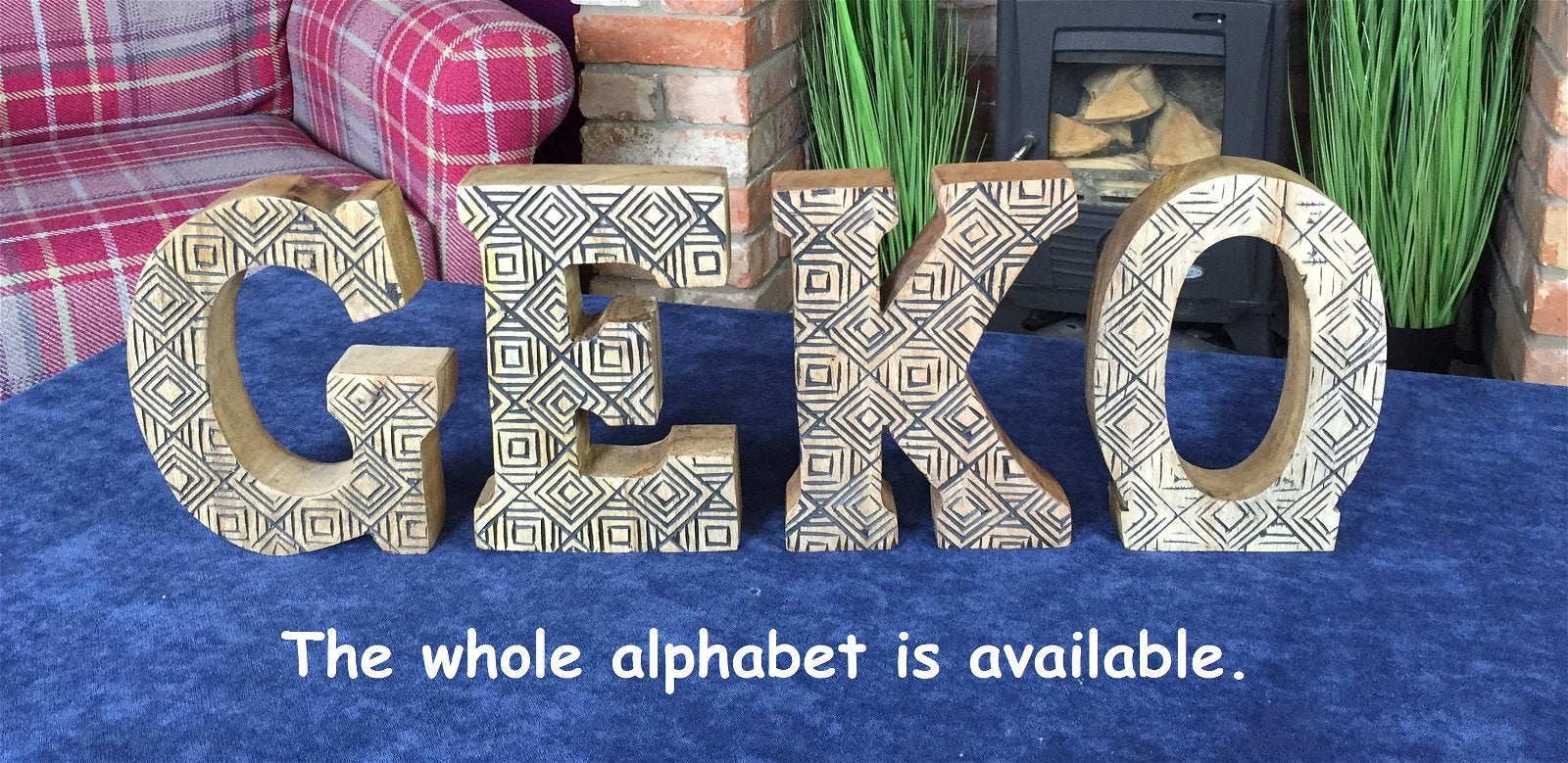Hand Carved Wooden Geometric Letter D