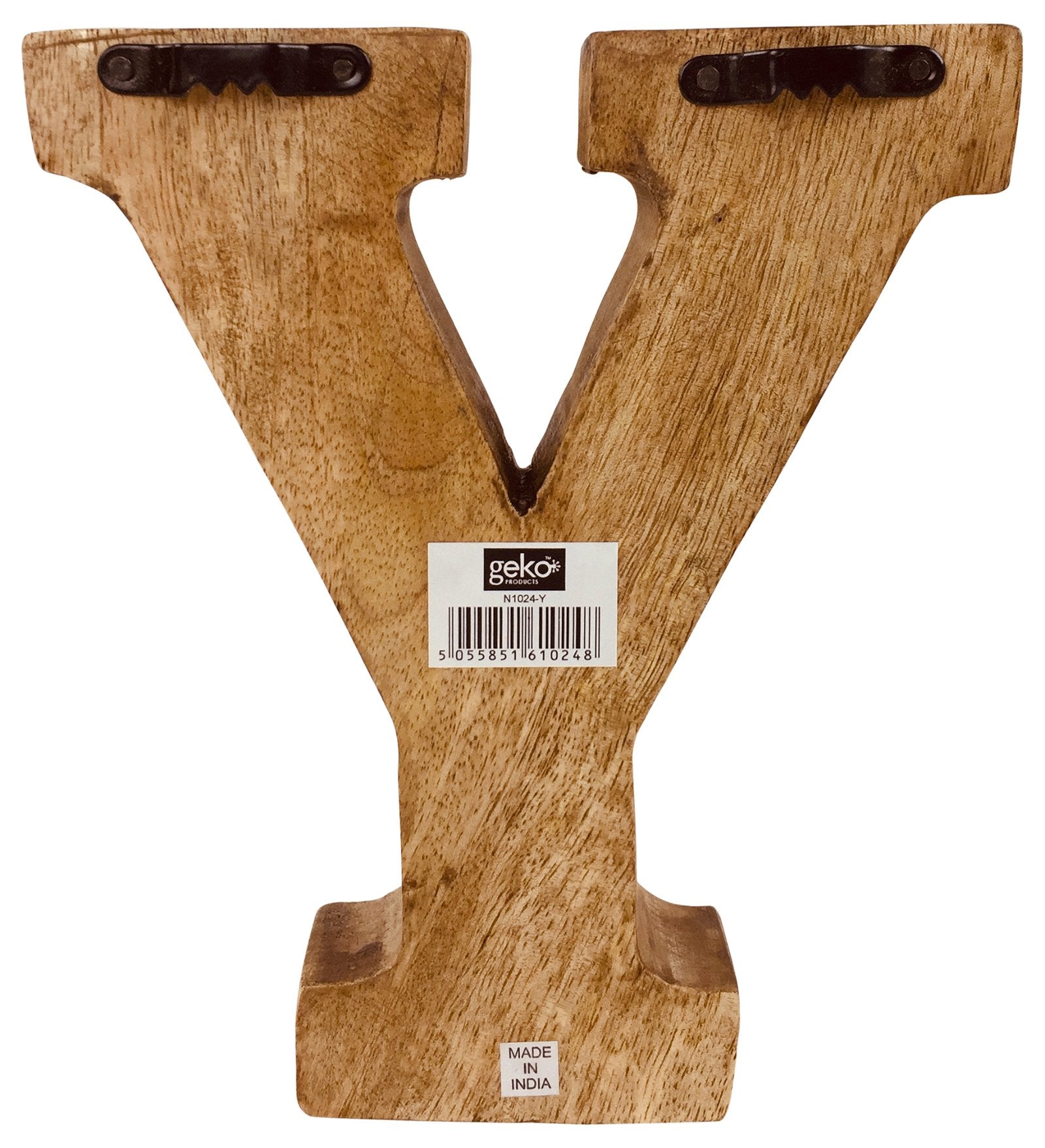 Hand Carved Wooden Geometric Letter Y