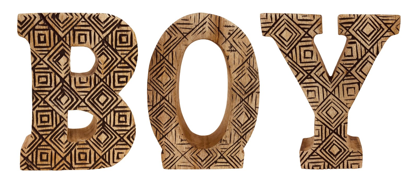 Hand Carved Wooden Geometric Letters Boy