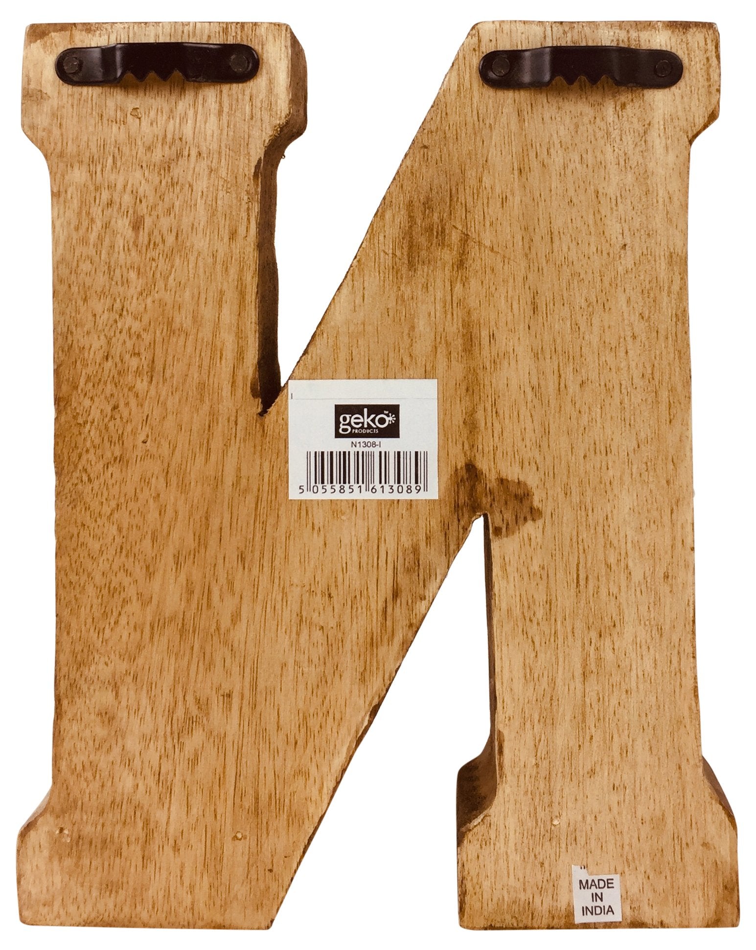 Hand Carved Wooden Flower Letter N