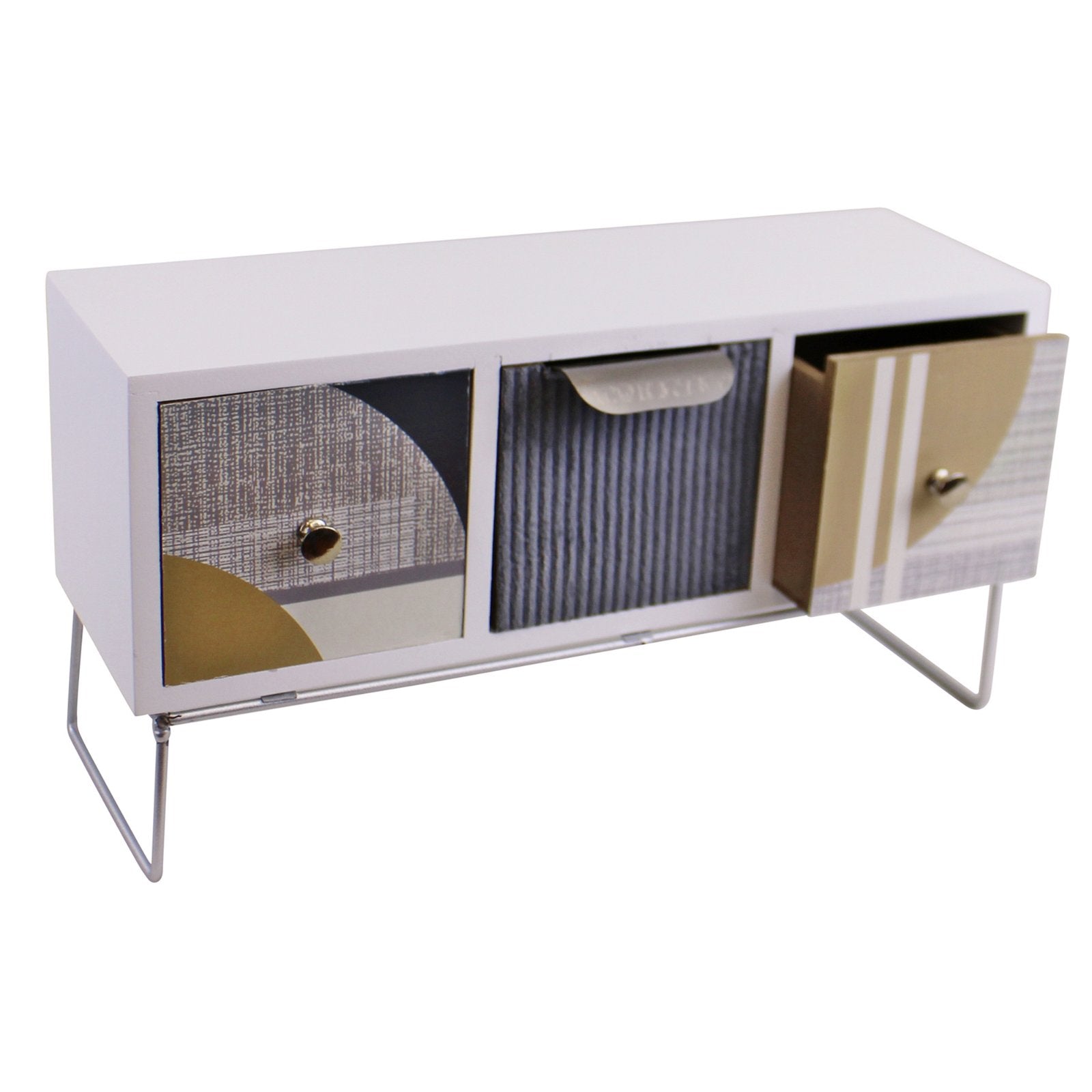 3 Drawer Abstract Design Trinket Storage Unit